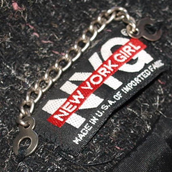 Long Black Dress Coat with Painted Print BY NEW YORK GIRL - Picture 3 of 4